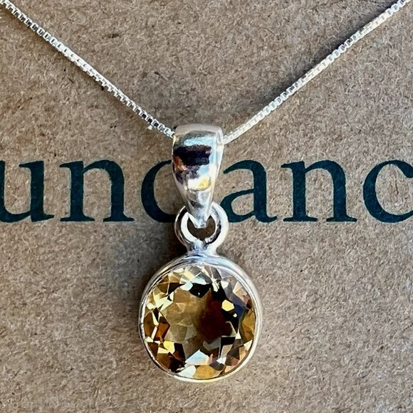 Sundance $148 NEW CITRINE NOVEMBER BIRTHDAY Sterling Silver Pendant 18" Necklace - Picture 7 of 11